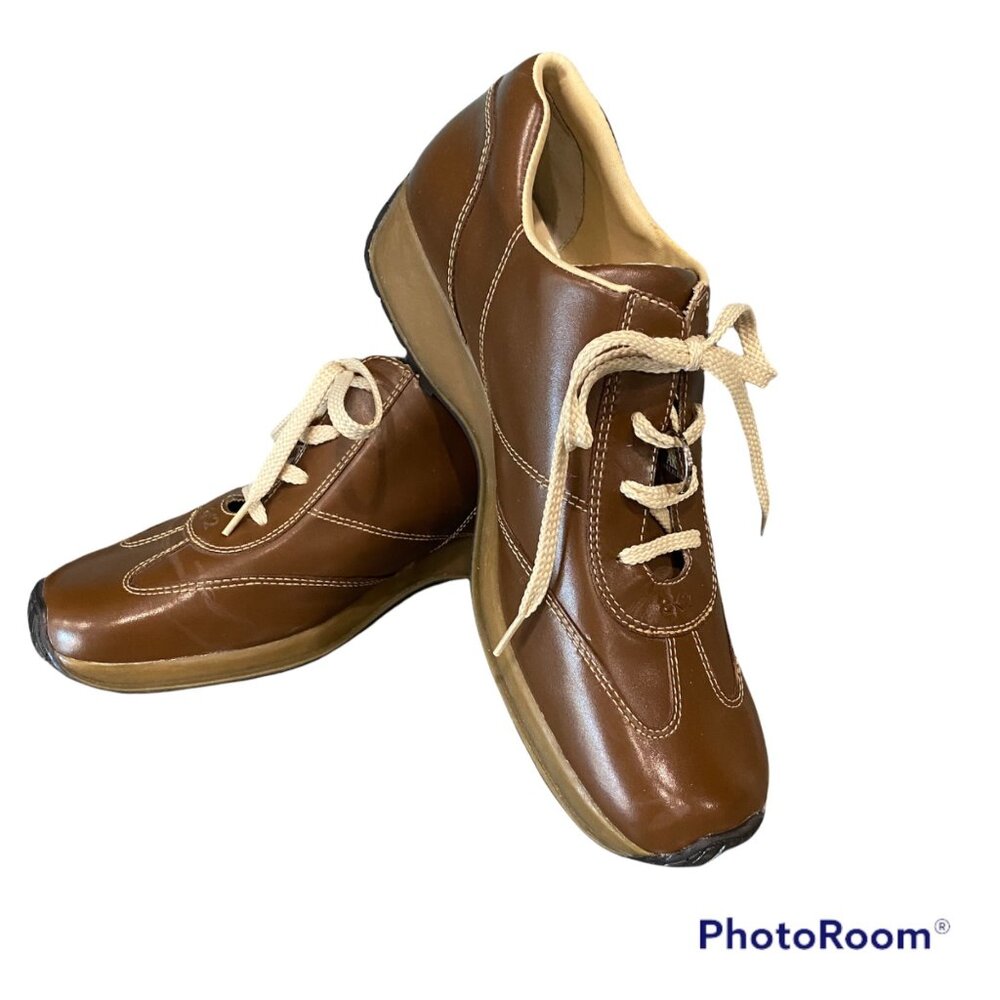 Anne Klein AK2 Brown Leather Lace Up Driving Sneaker Size 8M